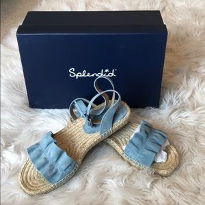 NWB Splendid Becca Suede Ruffle Sandal in Blue